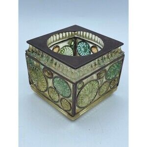 Zenna Home Hand Crafted India Ink Faux Stained Glass Acrylic Cube Glass Holder